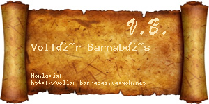 Vollár Barnabás névjegykártya