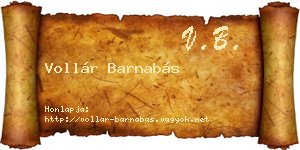 Vollár Barnabás névjegykártya
